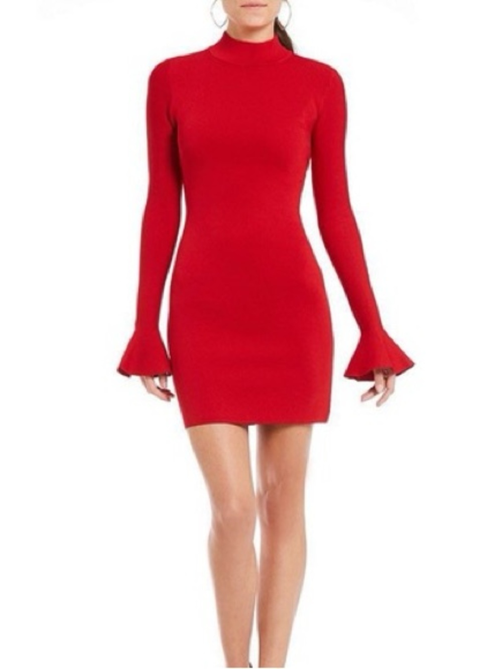 Michael Kors Red Long-Sleeve Turtleneck Mini Dress